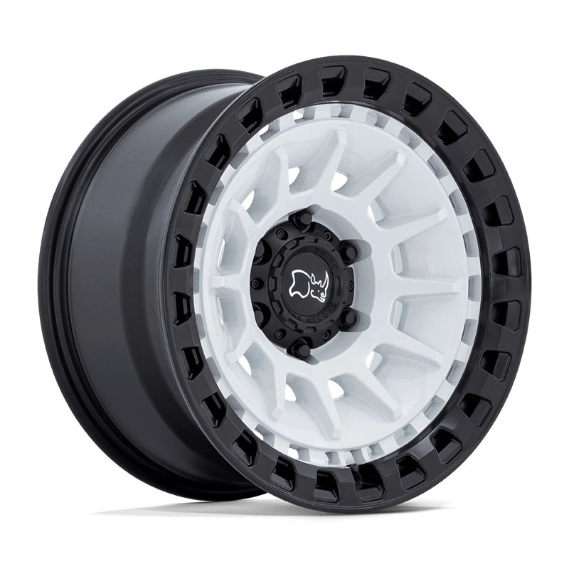 Black Rhino Hard Alloys | BARRAGE 17x8.5 ET-10 - GLOSS WHITE ON MATTE BLACK