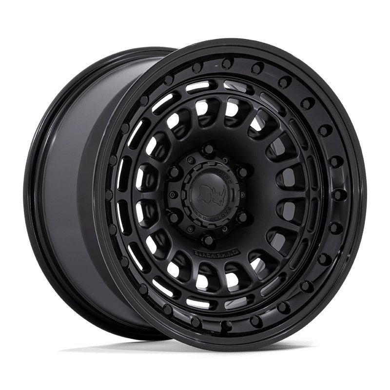Black Rhino Hard Alloys | BR014 SAHARA 17x9.0 ET-12 - MATTE BLACK W/ GLOSS BLACK LIP