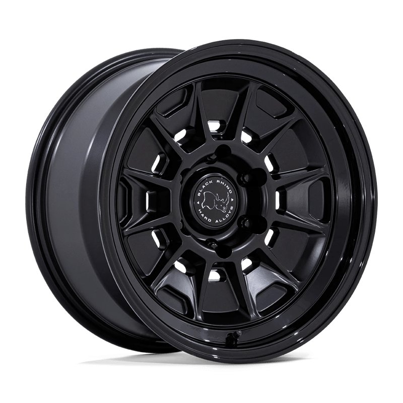 Black Rhino Hard Alloys | BR021 MONDO 17x9.0 ET-38 - MATTE BLACK W/ GLOSS BLACK LIP