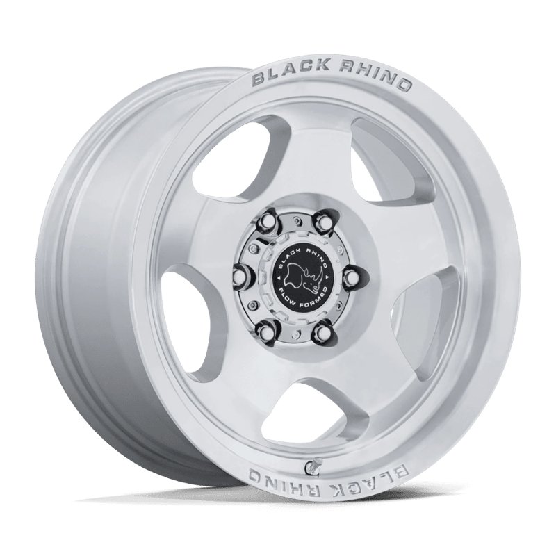 Black Rhino Hard Alloys | BR031 SOL 17x8.5 ET0 - GLOSS SILVER W/ MACHINED FACE
