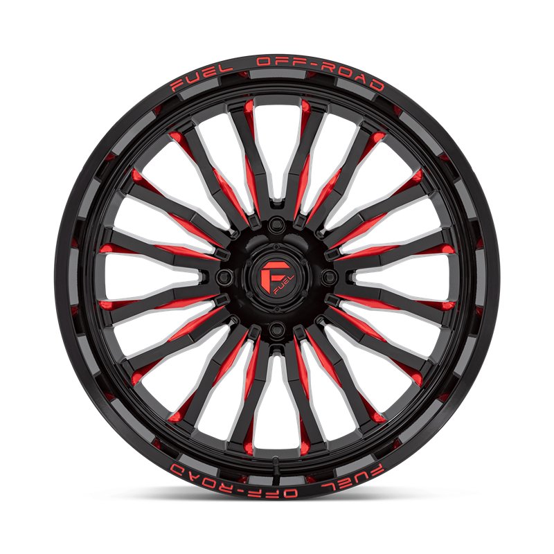 Fuel Off-Road | D822 ARC UTV 24x7.0 ET13 - GLOSS BLACK MILLED RED
