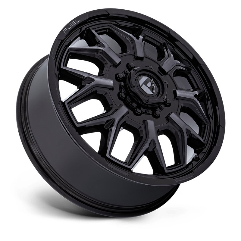 Fuel Off-Road | D875 FLUX DUALLY 22x8.25 ET104 - GLOSS BLACK BRUSH-FC GRAY TINT