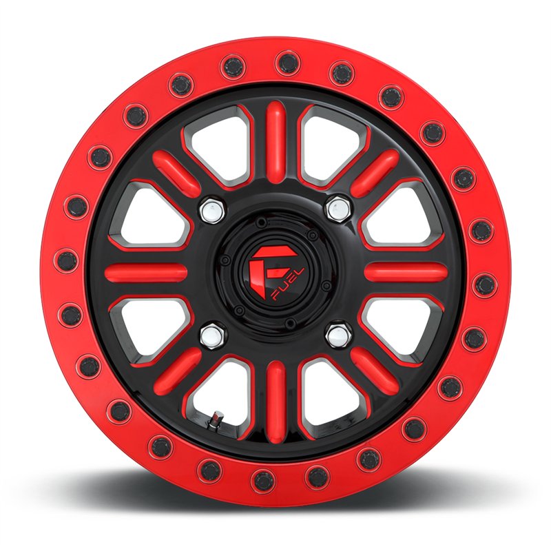Fuel Off-Road | D911 HARDLINE BEADLOCK 15x10.0 ET25 - GLOSS BLACK RED TINTED CLEAR