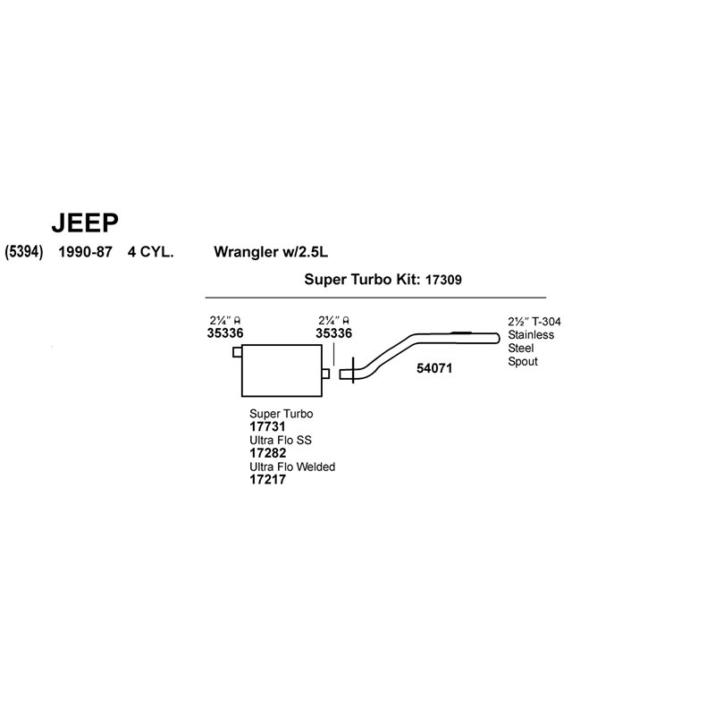 Dynomax | DynoMax Super Turbo Muffler - Wrangler 2.5L / 4.0L 1997-2000