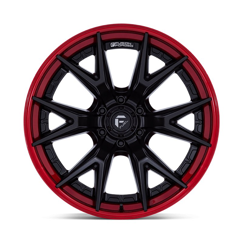 Fuel Off-Road | FC402 CATALYST 18x9.0 ET1 - MATTE BLACK W/ CANDY RED LIP