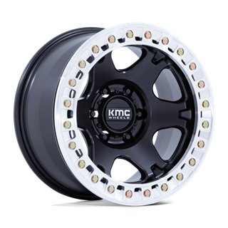 KMC | KM238 VI BEADLOCK 17x9.0 ET-38 - SATIN BLACK W/ MACHINED RING
