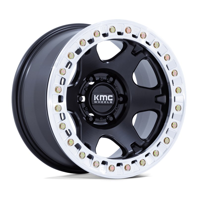 KMC | KM238 VI BEADLOCK 17x9.0 ET-12 - SATIN BLACK W/ MACHINED RING