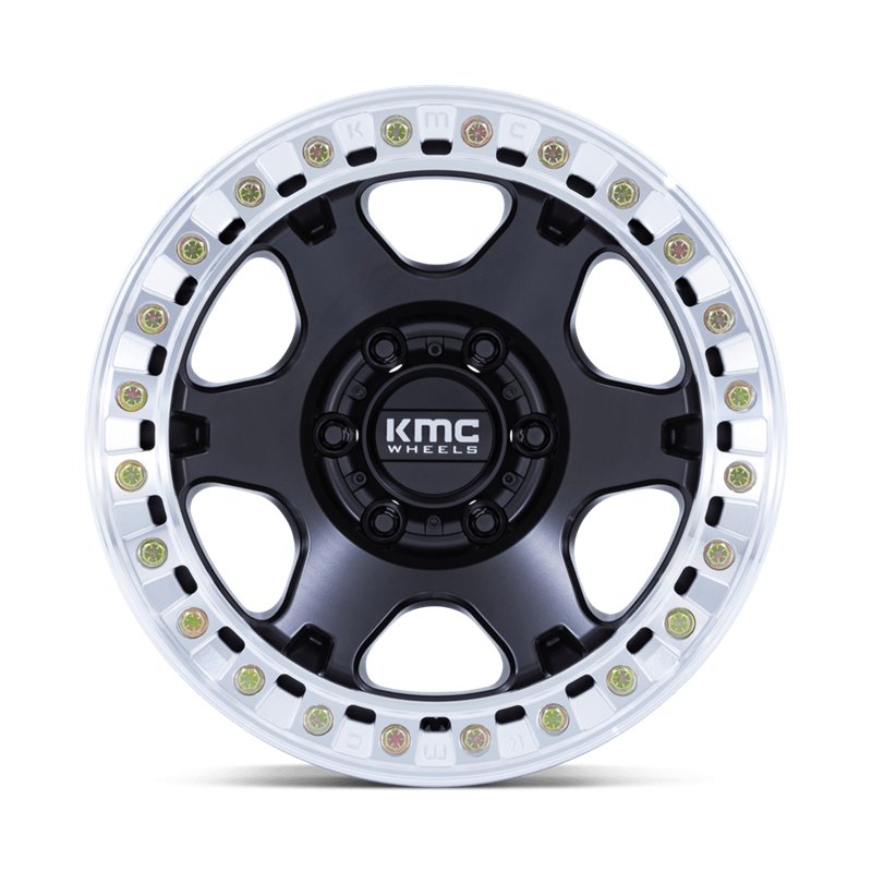 KMC | KM238 VI BEADLOCK 17x9.0 ET-12 - SATIN BLACK W/ MACHINED RING