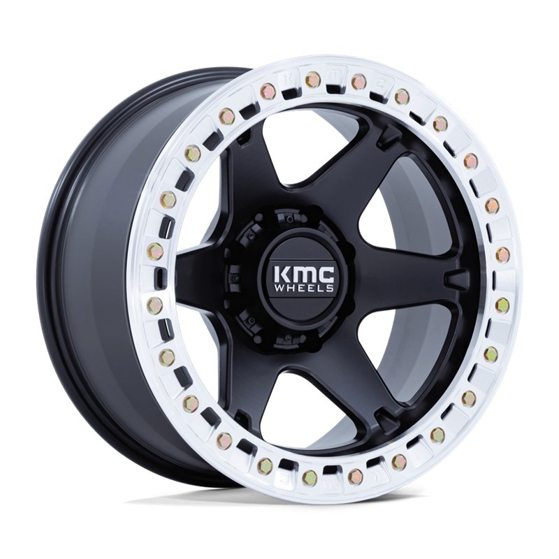 KMC | KM238 VI BEADLOCK 20x10.0 ET-48 - SATIN BLACK W/ MACHINED RING
