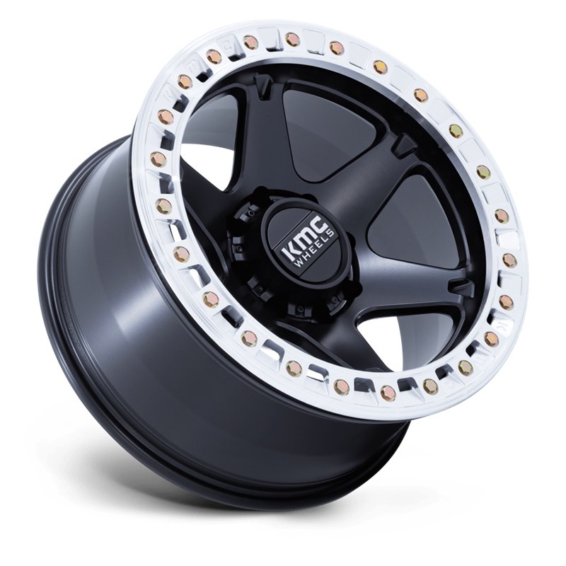 KMC | KM238 VI BEADLOCK 20x10.0 ET-48 - SATIN BLACK W/ MACHINED RING