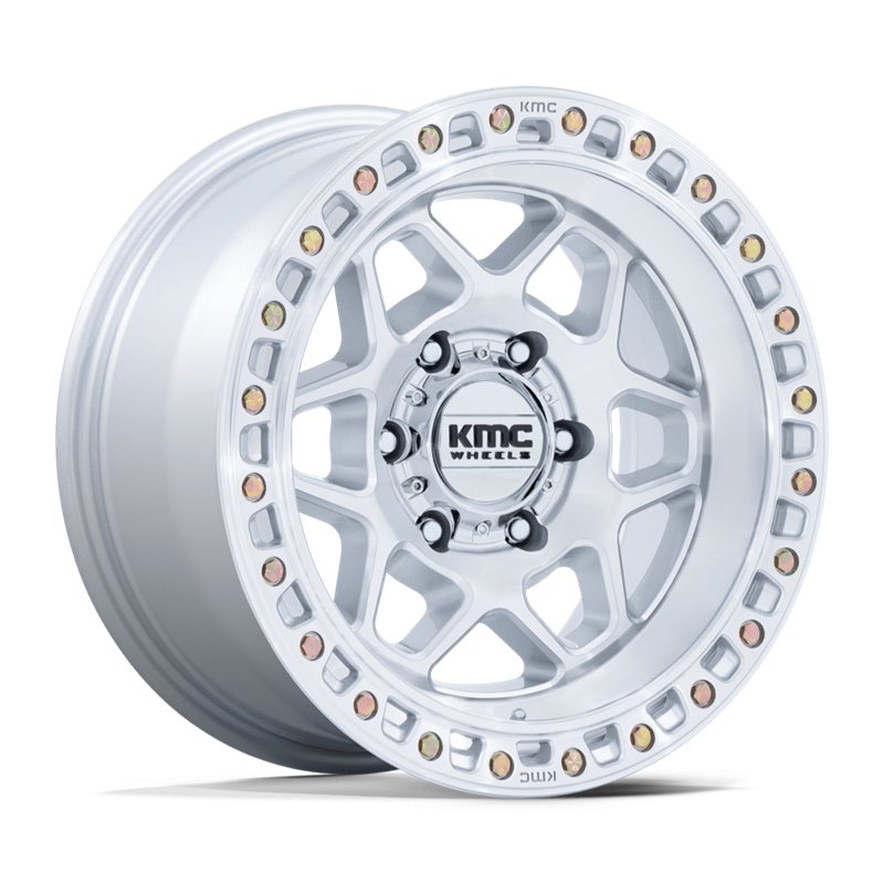 KMC | KM553 TORX 17x9.0 ET-12 - GLOSS SILVER W/ MACHINED FACE