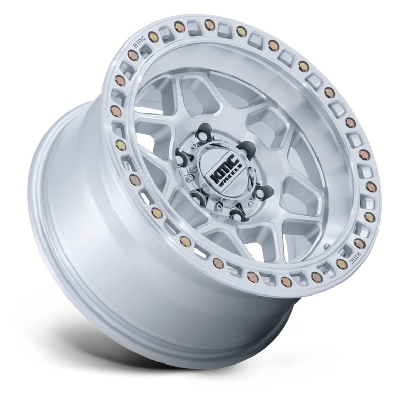 KMC | KM553 TORX 17x9.0 ET-12 - GLOSS SILVER W/ MACHINED FACE