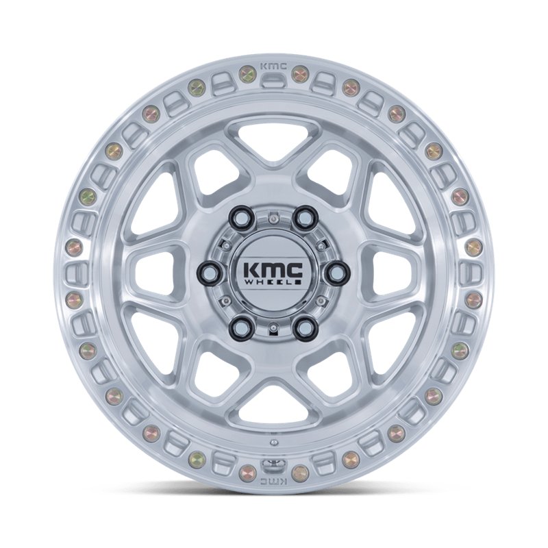 KMC | KM553 TORX 17x9.0 ET-12 - GLOSS SILVER W/ MACHINED FACE