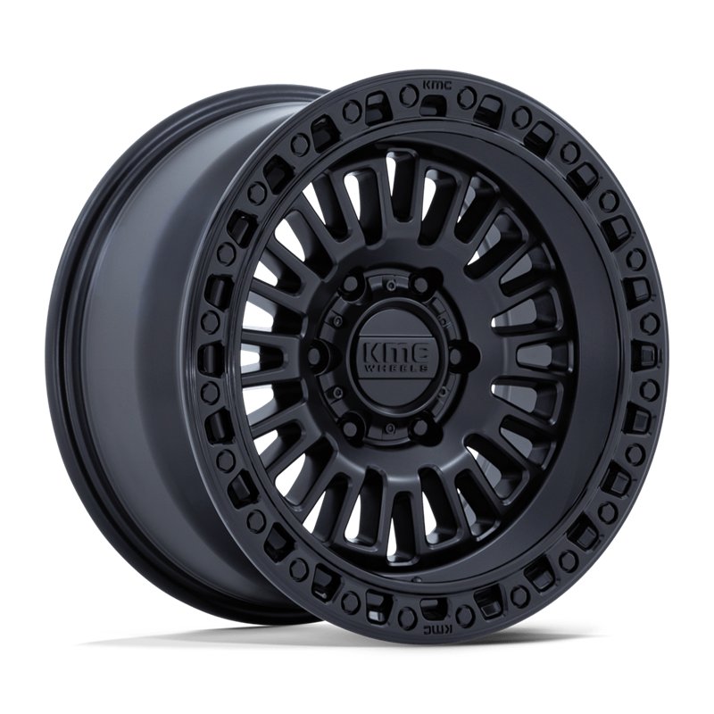 KMC | KM554 AZTEC 17x8.5 ET0 - MATTE BLACK W/ GLOSS BLACK LIP