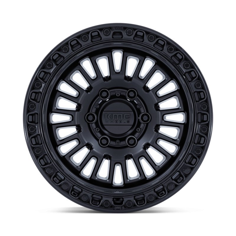 KMC | KM554 AZTEC 17x8.5 ET0 - MATTE BLACK W/ GLOSS BLACK LIP