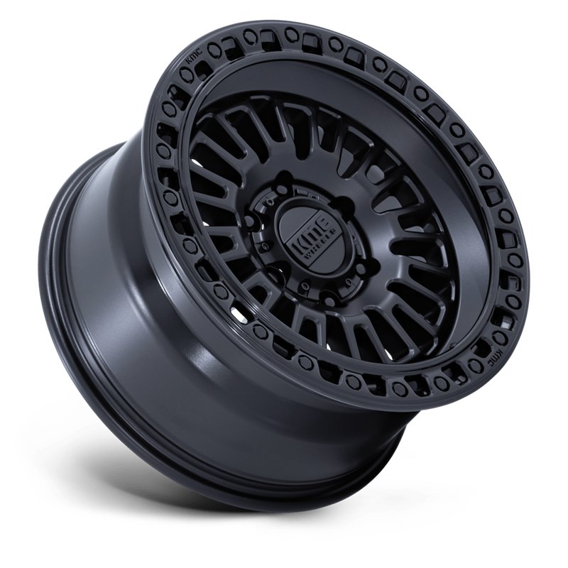 KMC | KM554 AZTEC 17x8.5 ET25 - MATTE BLACK W/ GLOSS BLACK LIP