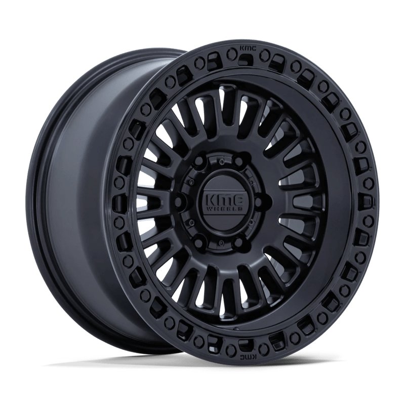 KMC | KM554 AZTEC 17x8.5 ET0 - MATTE BLACK W/ GLOSS BLACK LIP