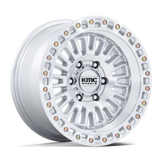 KMC | KM554 AZTEC 17x8.5 ET0 - GLOSS SILVER W/ MACHINED FACE