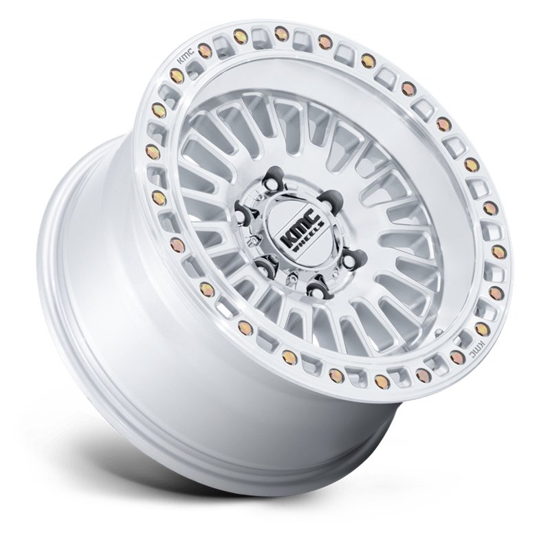 KMC | KM554 AZTEC 17x8.5 ET0 - GLOSS SILVER W/ MACHINED FACE