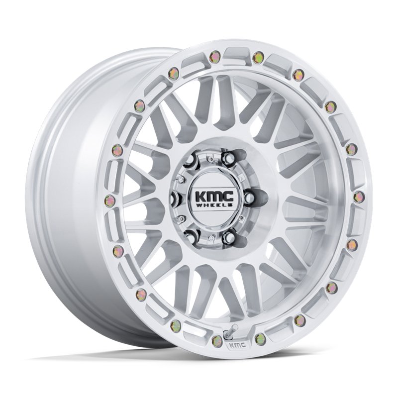 KMC | KM555 ATTACK 17x8.5 ET-10 - GLOSS SILVER W/ MACHINED FACE