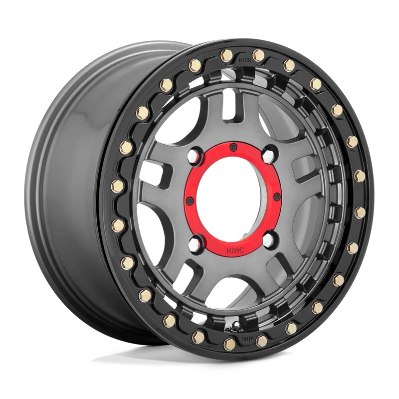 KMC | KS240 RECON BEADLOCK 15x7.0 ET38 - GUN METAL W/ GLOSS BLACK RING