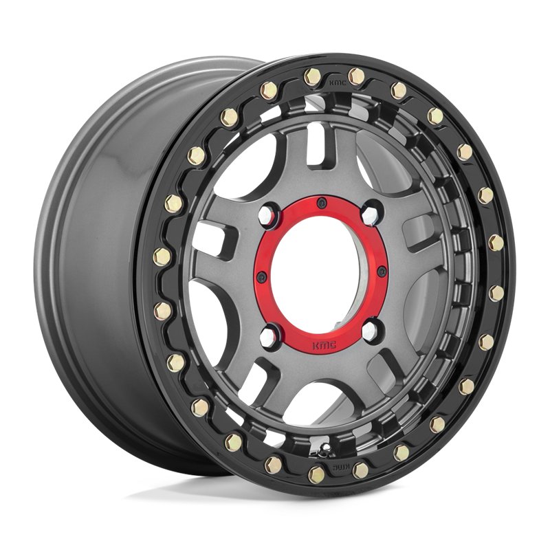 KMC | KS240 RECON BEADLOCK 15x7.0 ET38 - GUN METAL W/ GLOSS BLACK RING