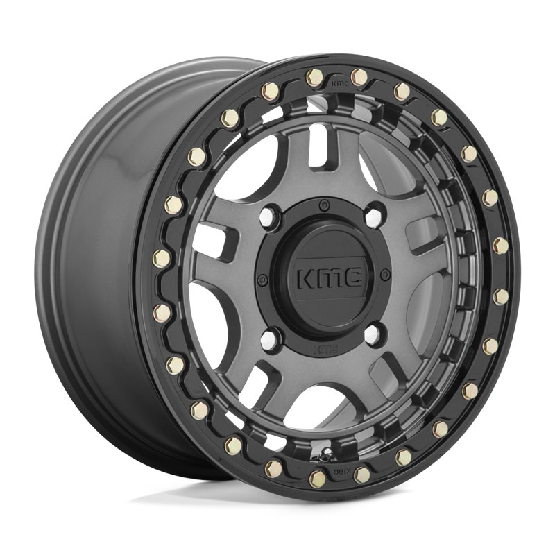 KMC | KS240 RECON BEADLOCK 15x7.0 ET38 - GUN METAL W/ GLOSS BLACK RING