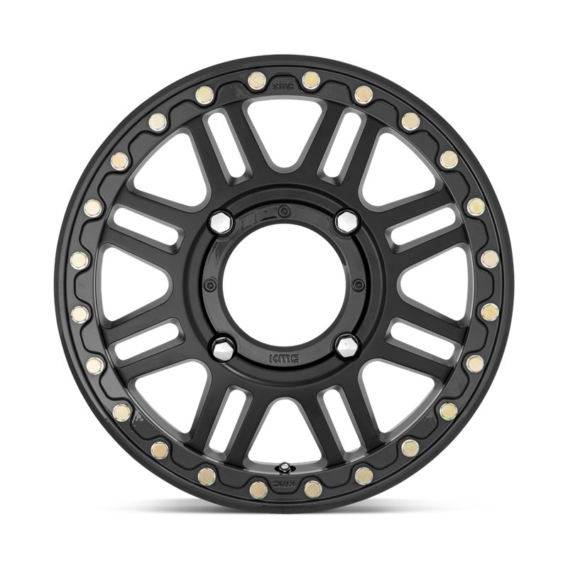 KMC | KS250 CAGE BEADLOCK 15x10.0 ET0 - SATIN BLACK W/ GLOSS BLACK RING