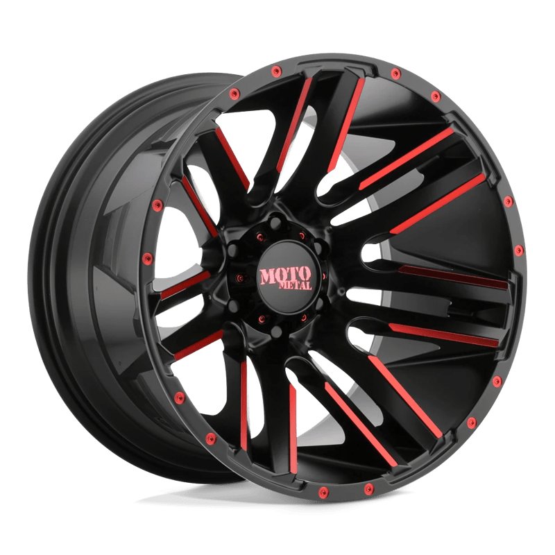 Moto Metal | MO978 RAZOR 20x10.0 ET-24 - SATIN BLACK MACHINED W/ RED CLEAR COAT