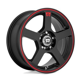 Motegi | MR116 FS5 15x6.5 ET40 - MATTE BLACK W/ RED STRIPE