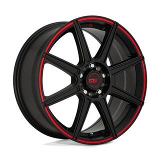 Motegi | MR142 CS8 17x7.0 ET40 - SATIN BLACK W/ RED STRIPE