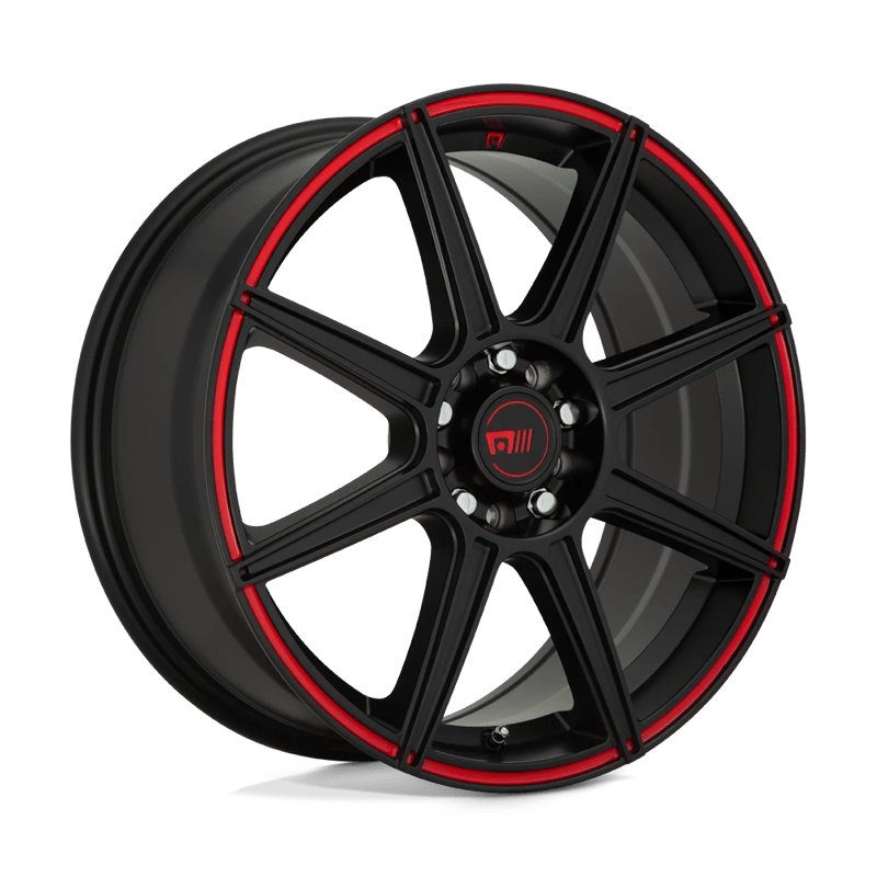 Motegi | MR142 CS8 17x7.0 ET40 - SATIN BLACK W/ RED STRIPE