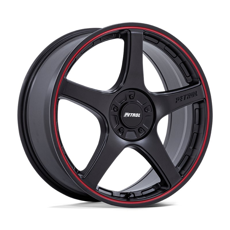 Petrol | PE003 P2E 19x8.0 ET40 - MATTE BLACK W/ RED LIP