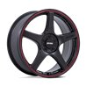Petrol | PE003 P2E 20x8.5 ET40 - MATTE BLACK W/ RED LIP