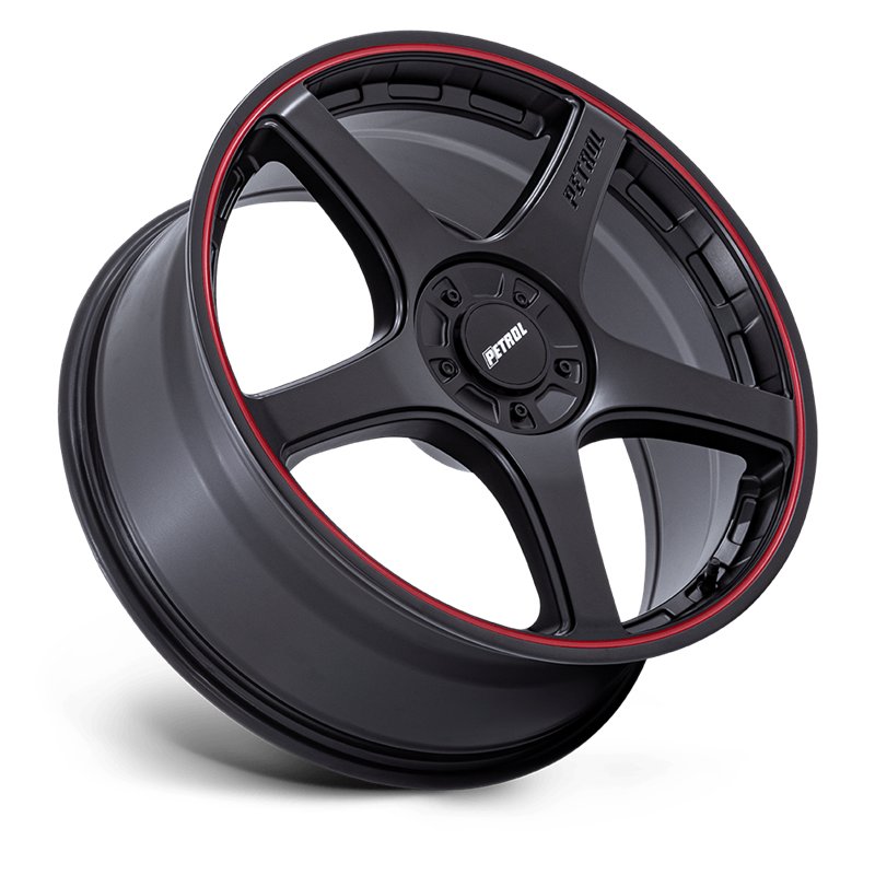 Petrol | PE003 P2E 20x8.5 ET40 - MATTE BLACK W/ RED LIP
