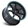 Rotiform | RC208 BPU 18x9.5 ET38 - GLOSS BLACK W/ TEAL STRIPE