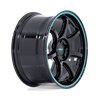 Rotiform | RC208 BPU 18x9.5 ET38 - GLOSS BLACK W/ TEAL STRIPE