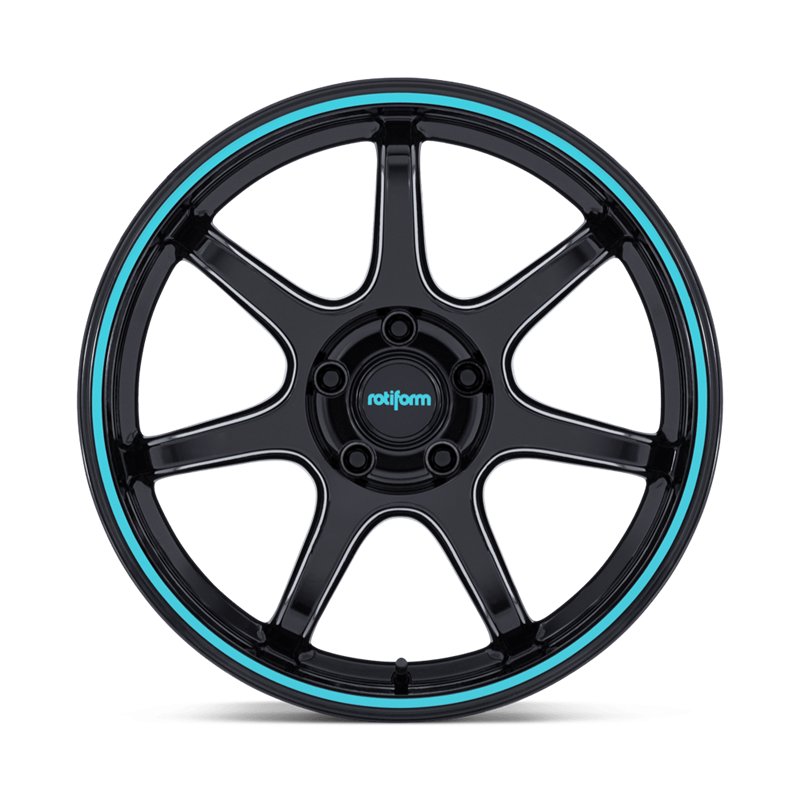 Rotiform | RC208 BPU 18x9.5 ET38 - GLOSS BLACK W/ TEAL STRIPE