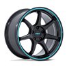 Rotiform | RC208 BPU 18x9.5 ET38 - GLOSS BLACK W/ TEAL STRIPE