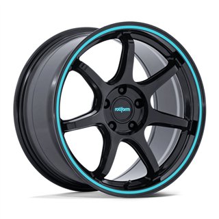 Rotiform | RC208 BPU 19x10.5 ET40 - GLOSS BLACK W/ TEAL STRIPE