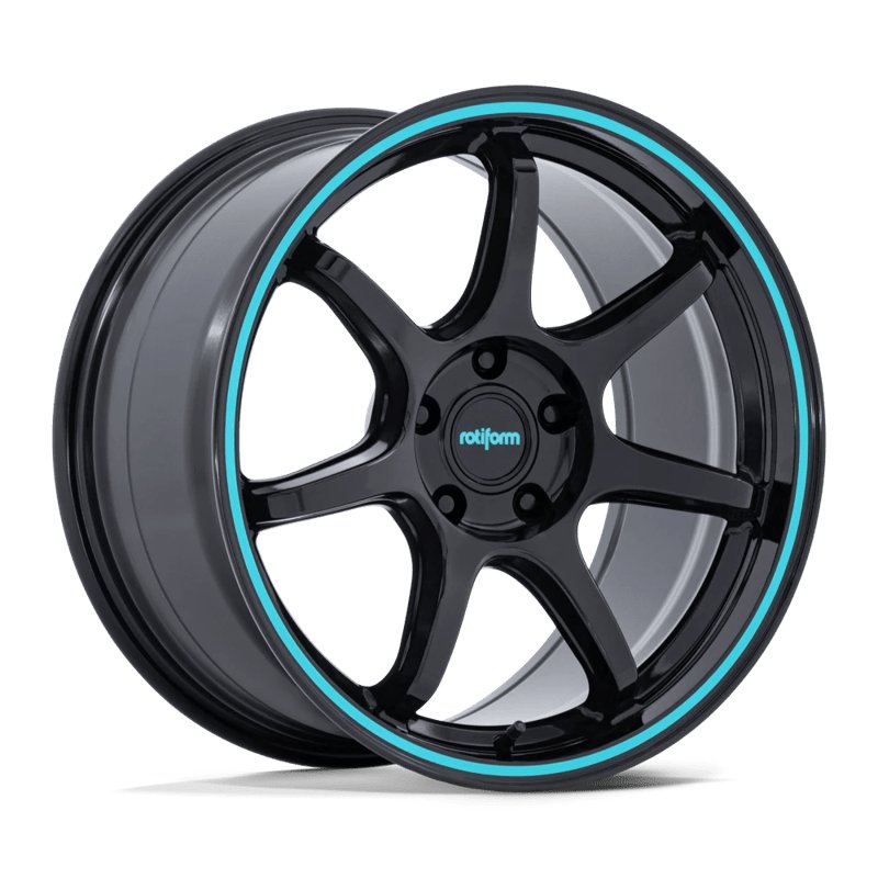 Rotiform | RC208 BPU 19x10.5 ET40 - GLOSS BLACK W/ TEAL STRIPE