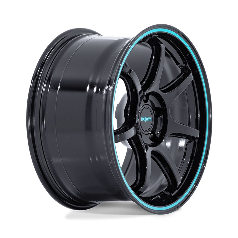 Rotiform | RC208 BPU 19x9.5 ET30 - GLOSS BLACK W/ TEAL STRIPE
