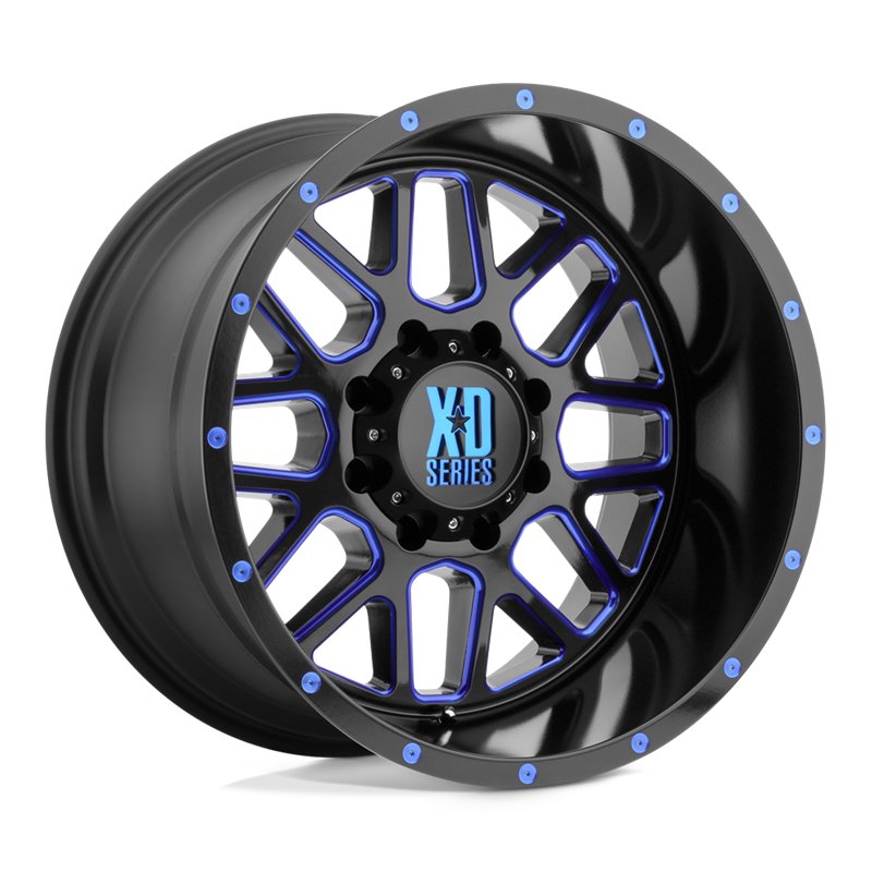 XD Wheels | XD820 GRENADE 20x10.0 ET-24 - SATIN BLACK MILLED W/ BLUE TINTED CLEAR COAT