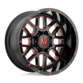 XD Wheels | XD820 GRENADE 20x10.0 ET-24 - SATIN BLACK MILLED W/ RED TINTED CLEAR COAT