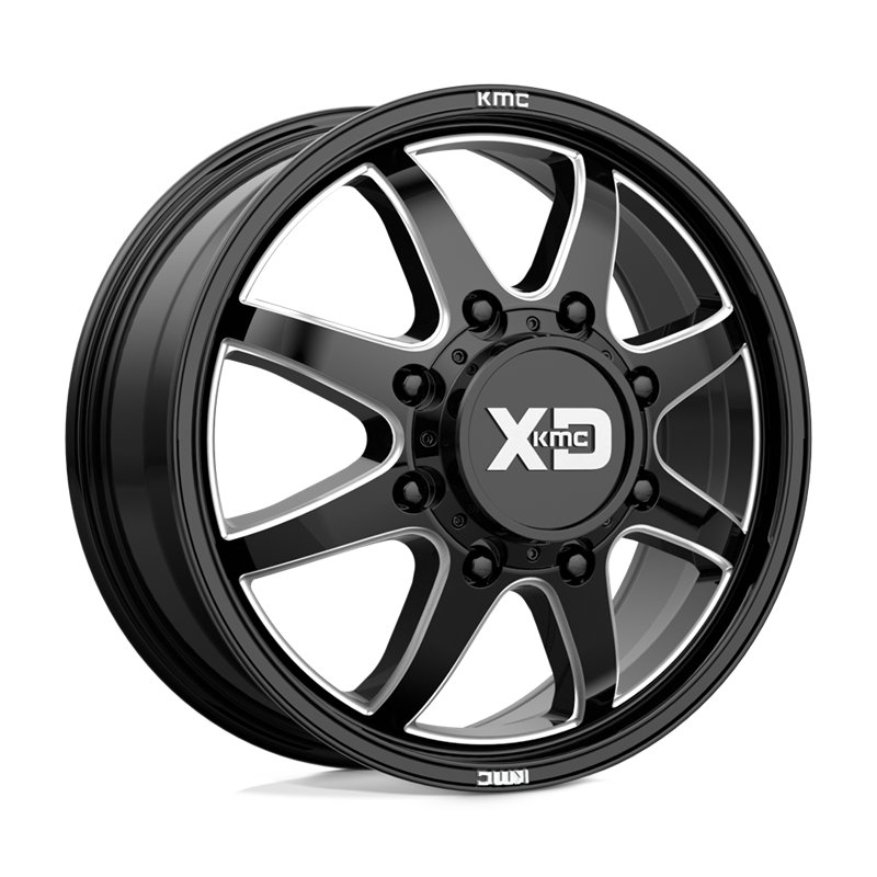 XD Wheels | XD845 PIKE DUALLY 22x8.25 ET105 - GLOSS BLACK MILLED - FRONT