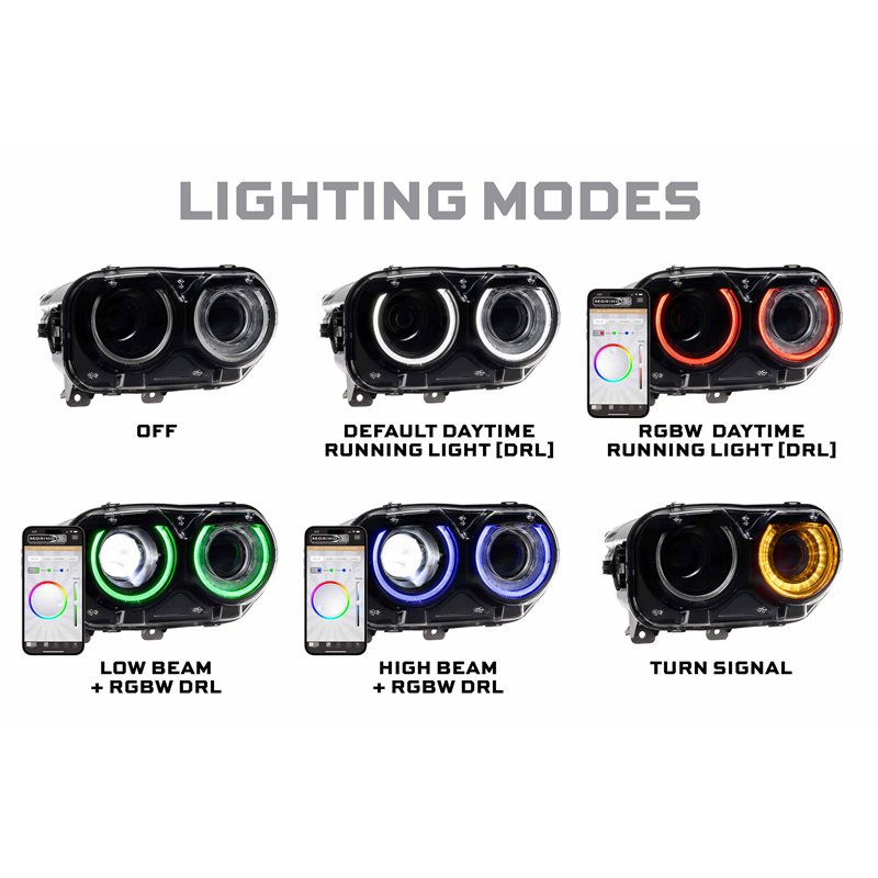 Morimoto | XRGB LED Headlights (RGB / Set) - Challenger 2015-2023
