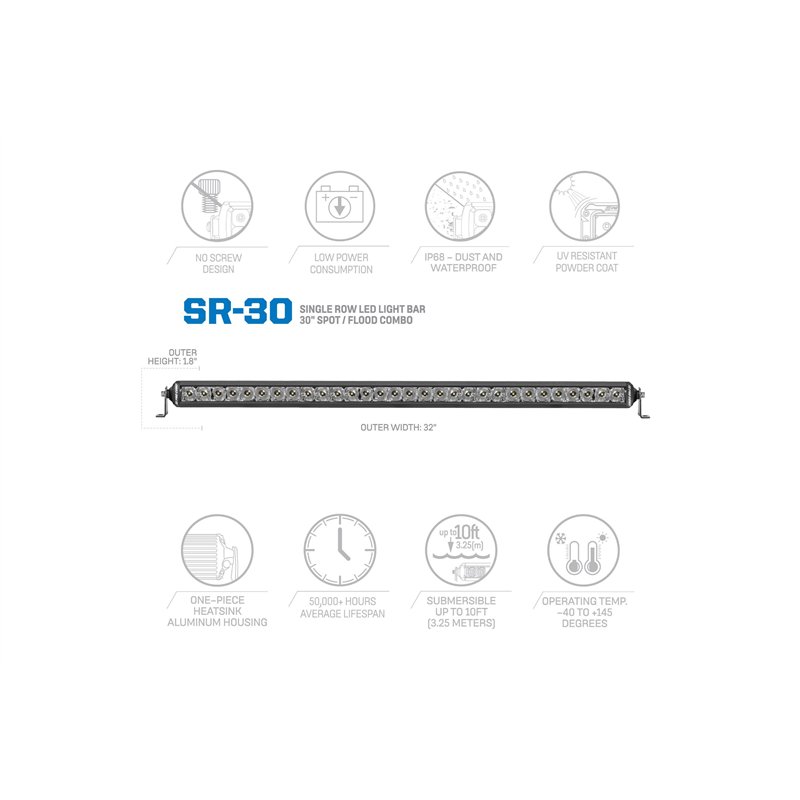 Pro Comp | Motorsports Series Single Row Light Bar: 30" / White / Combo Beam