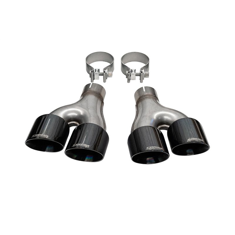 CORSA | Twin 4.0in. Polished Black PVD Pro-Series Tip Kit (Clamps Included)