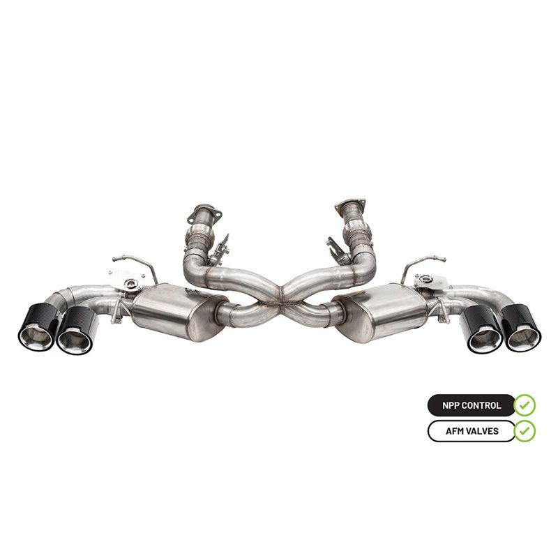 CORSA | 3.0in. Cat-Back 4 Valve Dual Rear Exit NPP Exhaust System with Carbon Fiber/Poli - Corvette / Stingray 6.2L 2020-2025