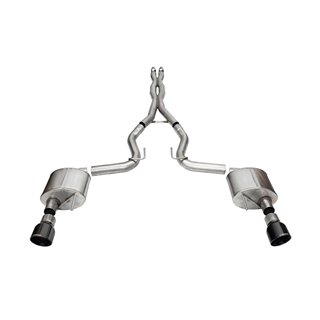 CORSA | 3.0in. Dual Rear Exit Cat-Back Exhaust System with 4.5in. Black PVD Pro Series T - Mustang 5.0L 2024-2025